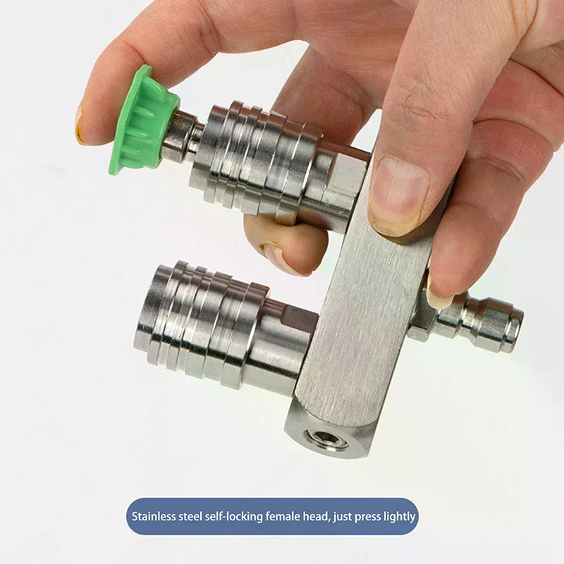 듀얼 카 노즐 어댑터 로드 퀵 커넥트 더블 스프레이 피팅 회전 노즐 자동차 고압 세척기 건 차량 청소 도구