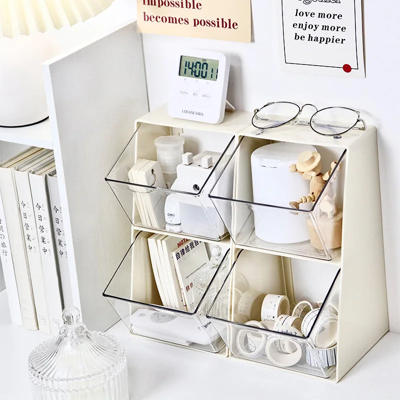 Creative Multifunctional 2 Grid Desktop Organizer Adhesive Tape Holder Makeup Storage Box School Office Accessories Stationery innovative stickers notes minimalist wishlist receipt weekly don t forget grid list students school notes stationery wholesale