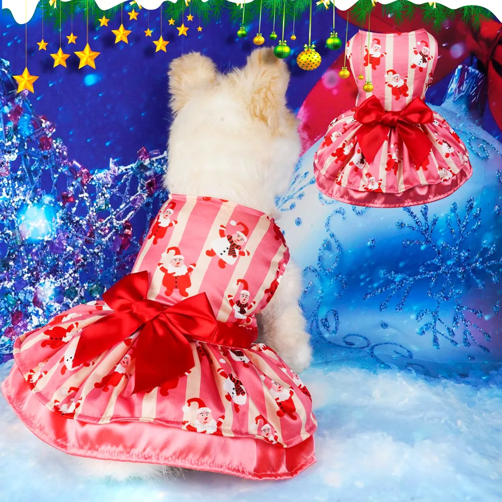 Pet Dress Christmas Dog Dresses For Small Dogs Clothes Winter Warm Skirt Christmas Cosplay Cat Pet Dog Dress Fancy Princess Puppy Dress Pet Dog Clothes