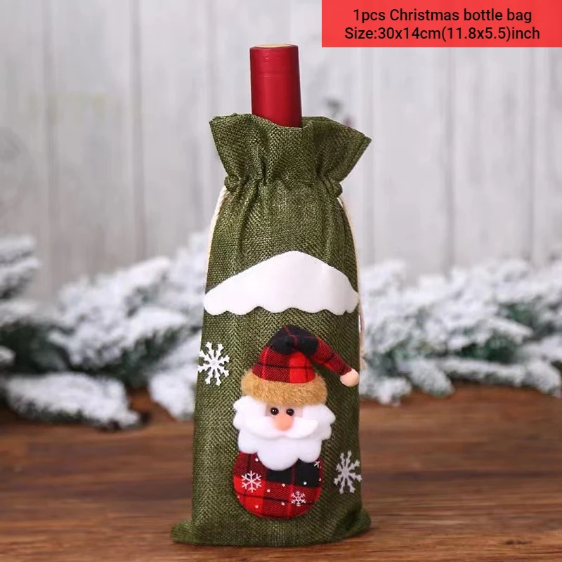 thumbnail image 1 of Xmas Wine Bottle Dust Cover Noel Navidad Christmas Decoration for Home Dinner Decor Christmas Gift Tree Ornament New Year 2023, 1 of 5