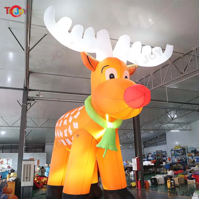 

Free Air Shipping 8m Lighting Outdoors Christmas Inflatable Reindeer Cartoon Santa Claus's Sledge Giant Deer Elk Model for Sale