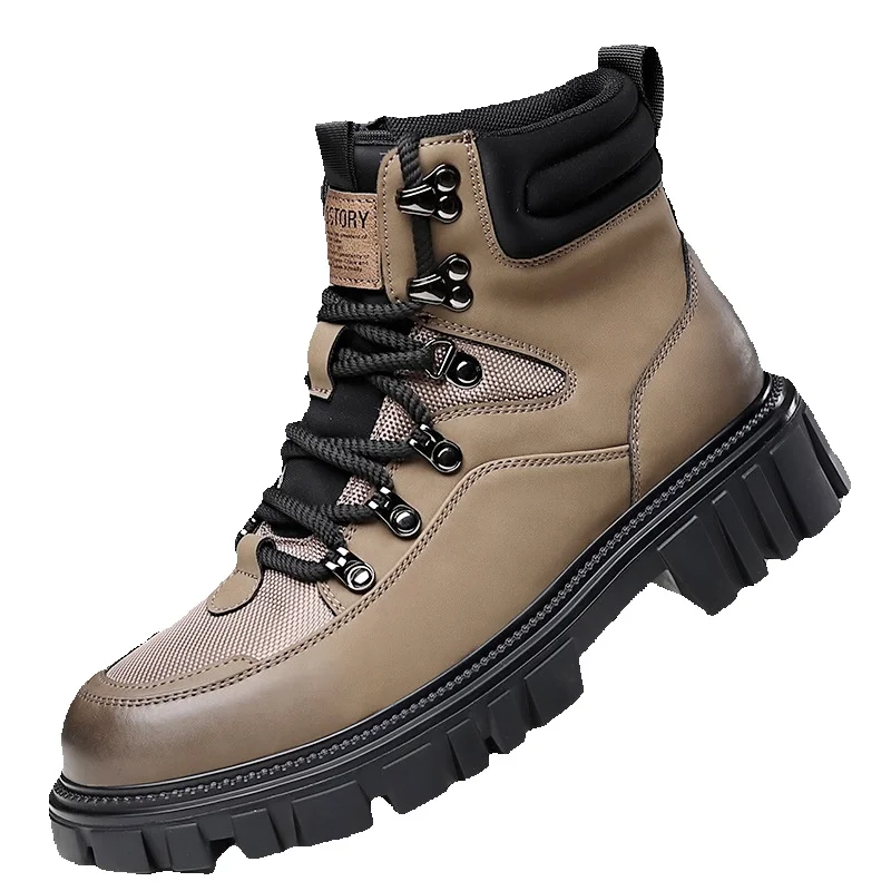 European Warm Series 2025 Autumn Winter Thick-Soled Motorcycle Martin High-Top Hardened Work Men's Shoes With Cotton For Warmth Combat_voghion.com