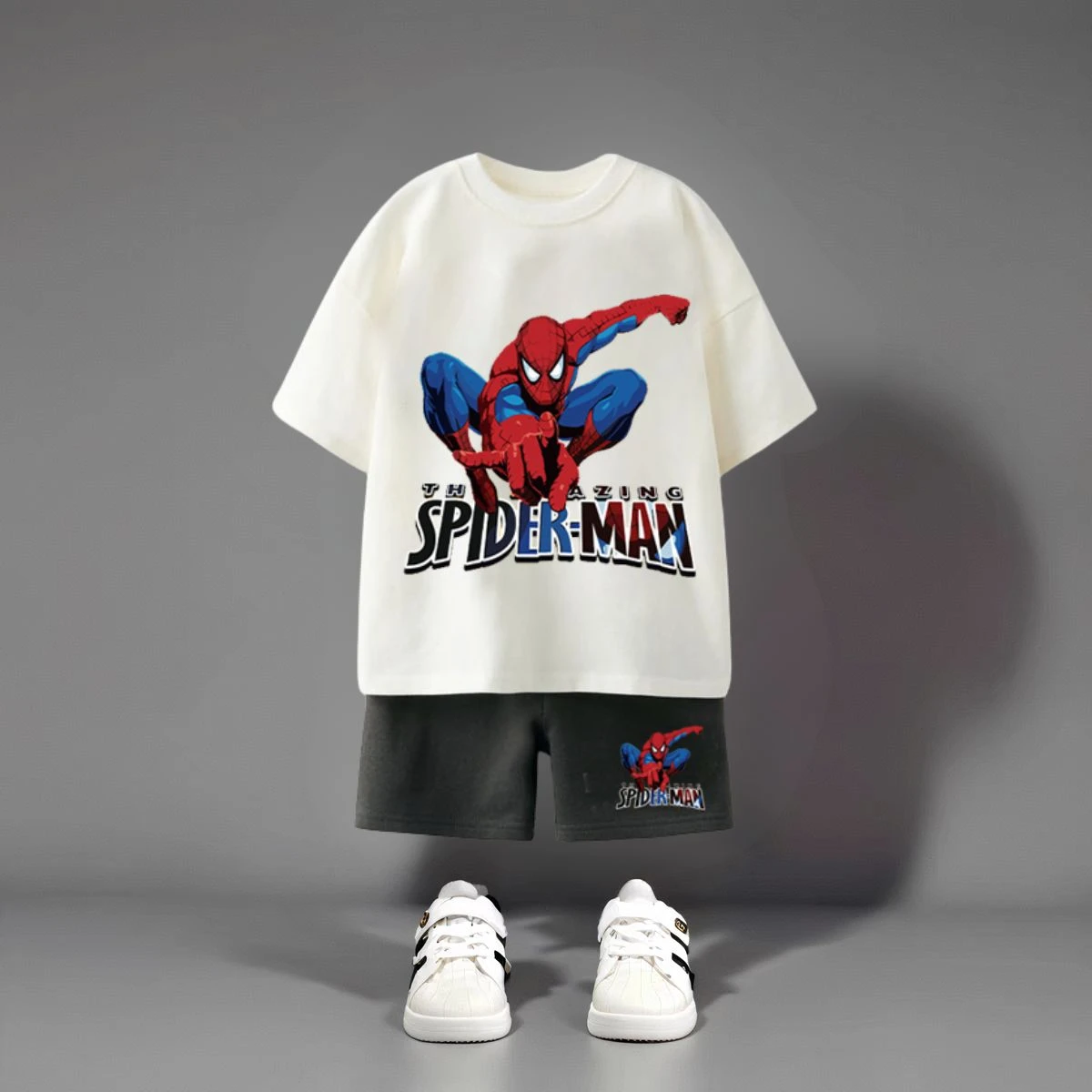 Spider Man Pattern T-shirt + Shorts 2pc/set Boy Clothes Summer Fashion Cartoon Casual Tracksuit Outfits Boutique Children's Wear 3
