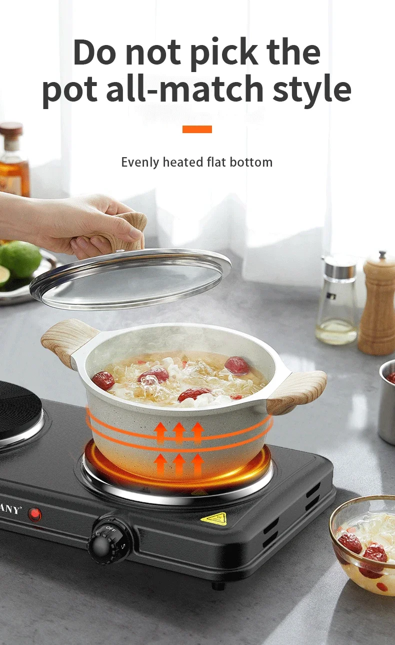 2000W Electric Hot Plate for Cooking, Dual Control Infrared Cooktop, Double Burner, Portable Countertop Burner, Electric Cooktop