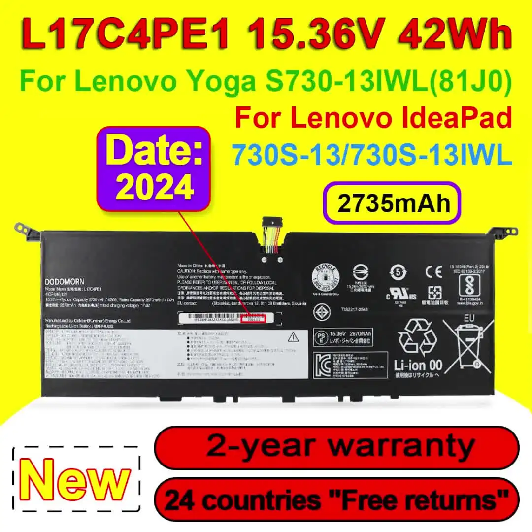 L17C4PE1 L17M4PE1 L17S4PE1 для Lenovo Yoga S730-13IWL (81J0) IdeaPad 730S-13IWL аккумулятор ноутбука серии 15 36 В 42