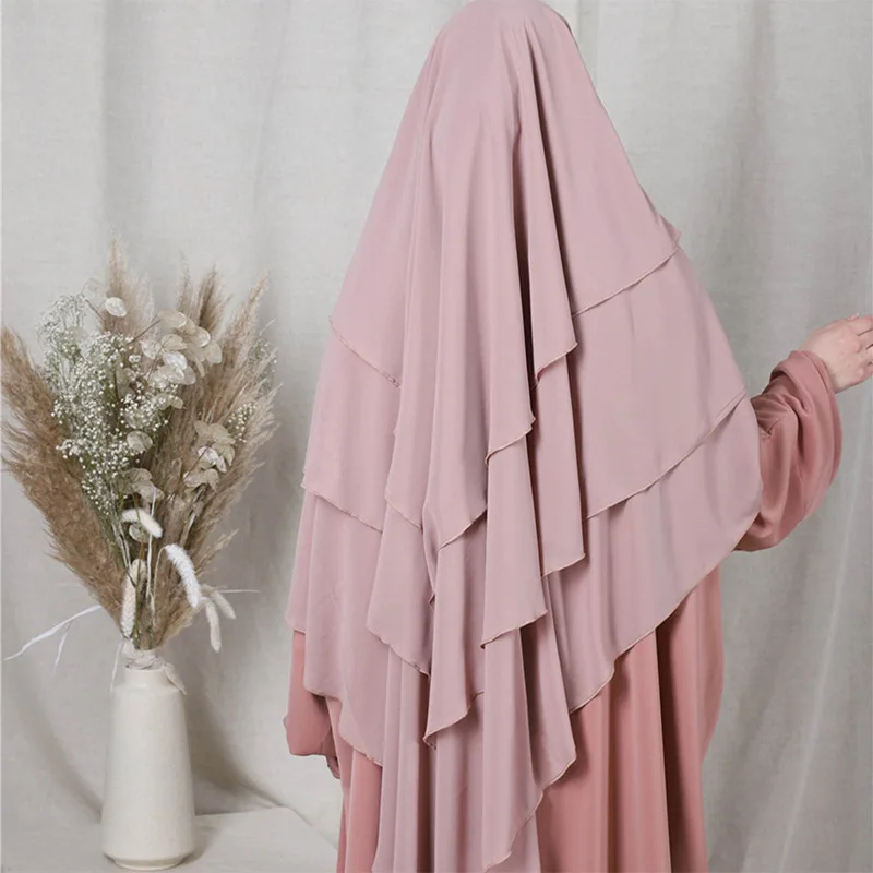 Headscar Hijab Abaya Turbans for Women Khimar Islam Turban Muslim Kimono Femme Musulmane Hijabs Cap Head Wrap Solid Three-layer