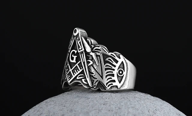 Bague Franc-maçon Acier Inoxydable Argenté - Design Rétro Arbre De Vie - Tailles 47 à 67