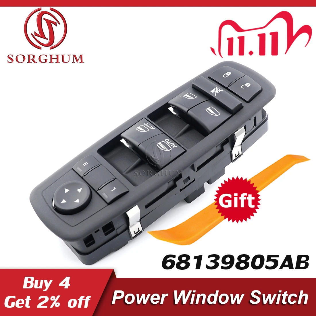 Sorghum 68139805Ab 68231805Aa 68139805Ad Interruttore Di Controllo Alzacristallo Elettrico Anteriore Sinistro Per Chrysler 200 300 Per Dodge Charger