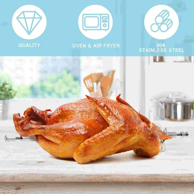 Grill Tartozékok Rotisserie Villák Bbq Villa Sütő Levegő Csirkehús Cserélhető Öntött Állvány Rozsdamentes Acél Szerszám - Image 3