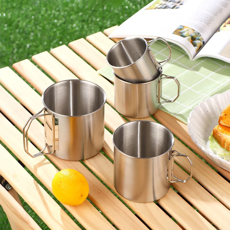 

304 Stainless Steel Folding water cup Carry-on outdoor camping picnic with cups Vintage mugs to make old coffee cups