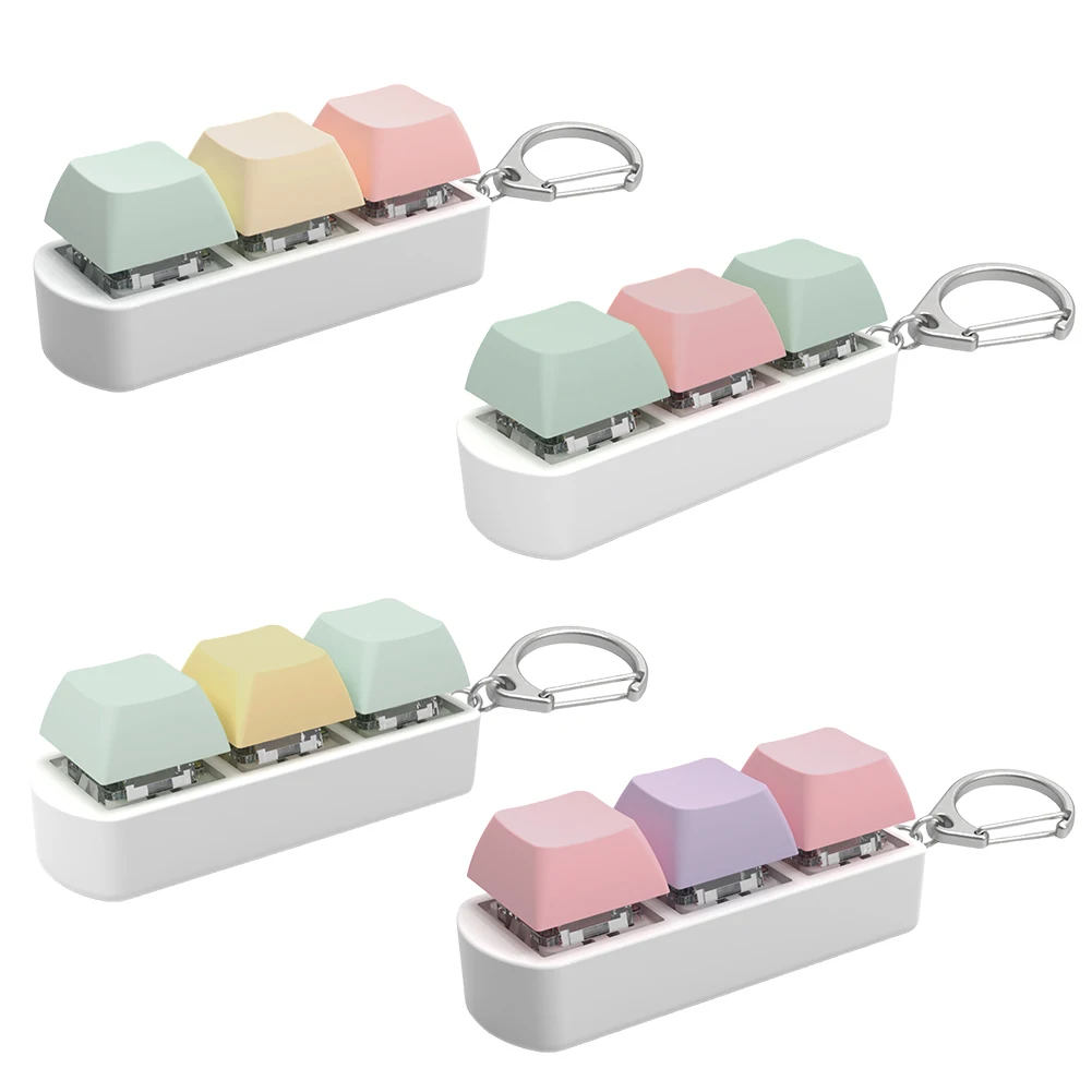 Tri-Key Mechanical Fidget Clicker and Stress Reliever Keychain