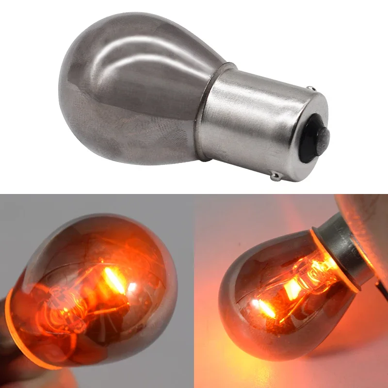 

1pcs 581 P21W 1156 BA15S PY21W BAU15S Chrome Silver Amber Car Rear Indicator Bulb Turn Signal Tail Brake Light 12V Parking Light