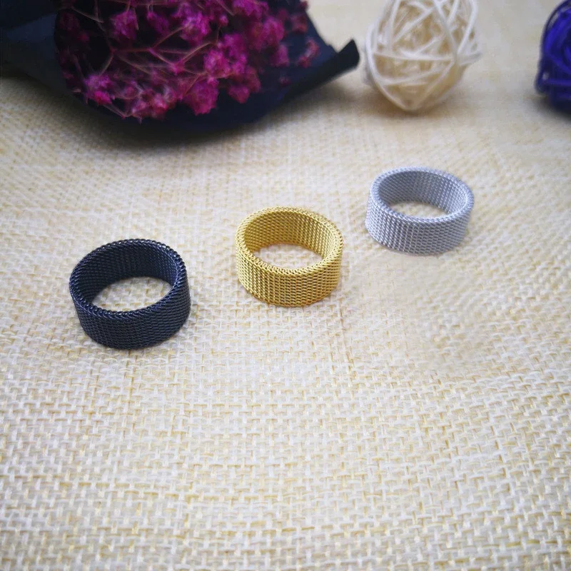 Stainless Steel Ring 8mm Wide Titanium Couple Rings Deformable Mesh Ring O Men Jewelry Wedding Rings Punk
