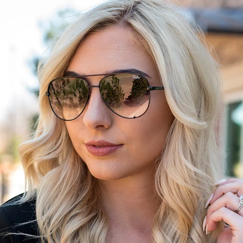 Classic Pilot Polarized Sunglasses Women Quay Brand Designer Alloy Mirror Ladies HIGH KEY Sun Glasses Female Oculos 2