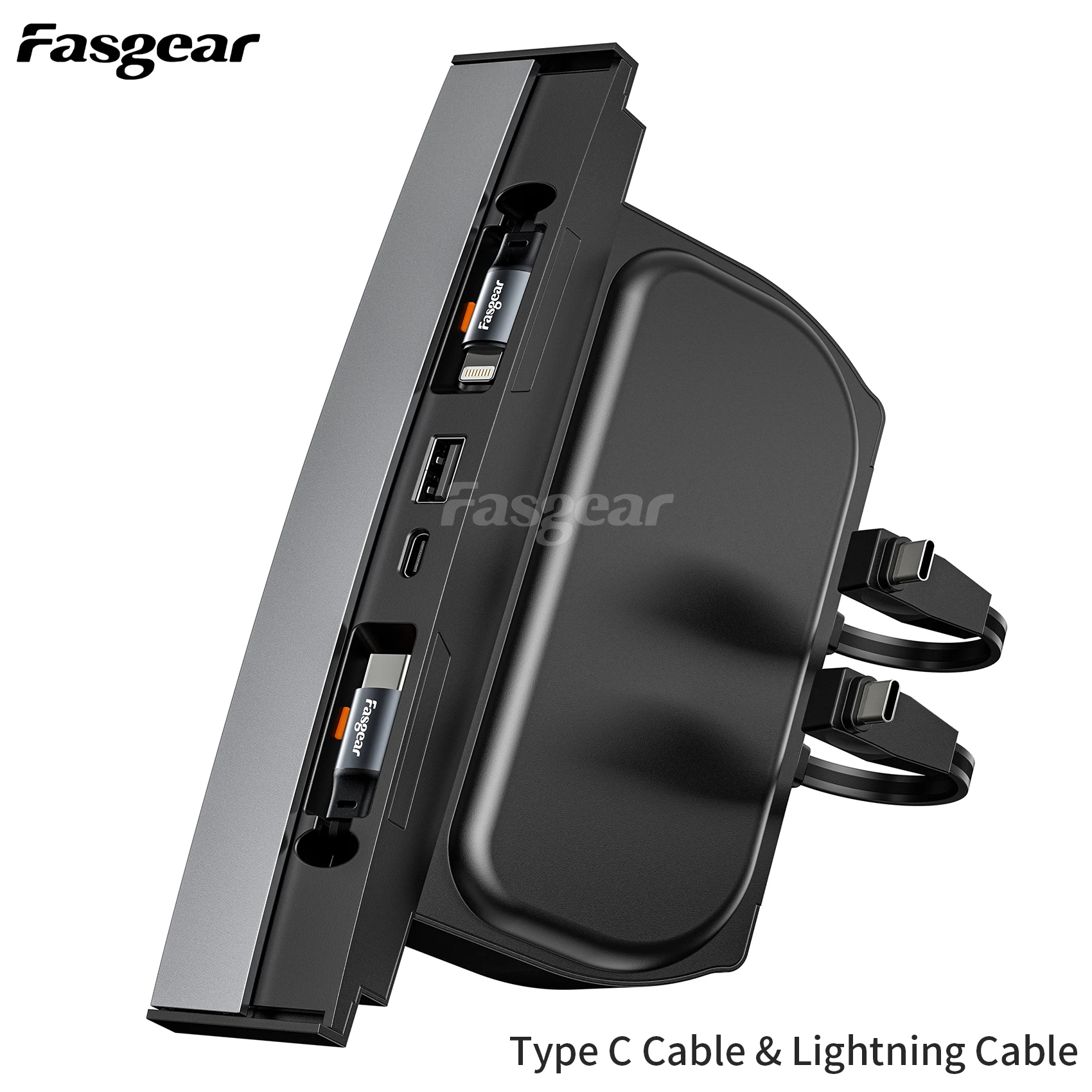 Fasgear USB Hub Docking Station 4-Ports for Tesla Model 3/Y Model Y Car Accessories for Center Console