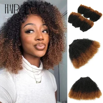 6PCS Afro Kinky Curly Hair Bundles 8" Synthetic Hair Weft Curly Weave Ombre Protein fiber Marley Twist Braiding Hair Extensions 1