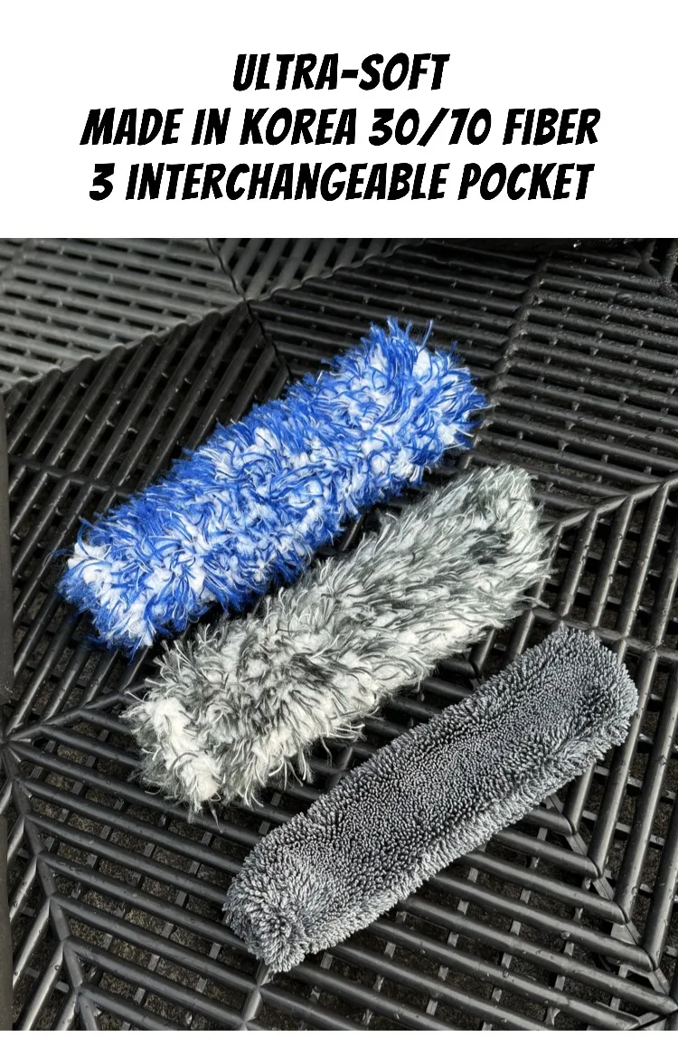 Lucullan Radbürsten-Set mit 3 ultraweichen, hergestellten austauschbaren Mikrofaserabdeckungen aus Korea – Detail 3