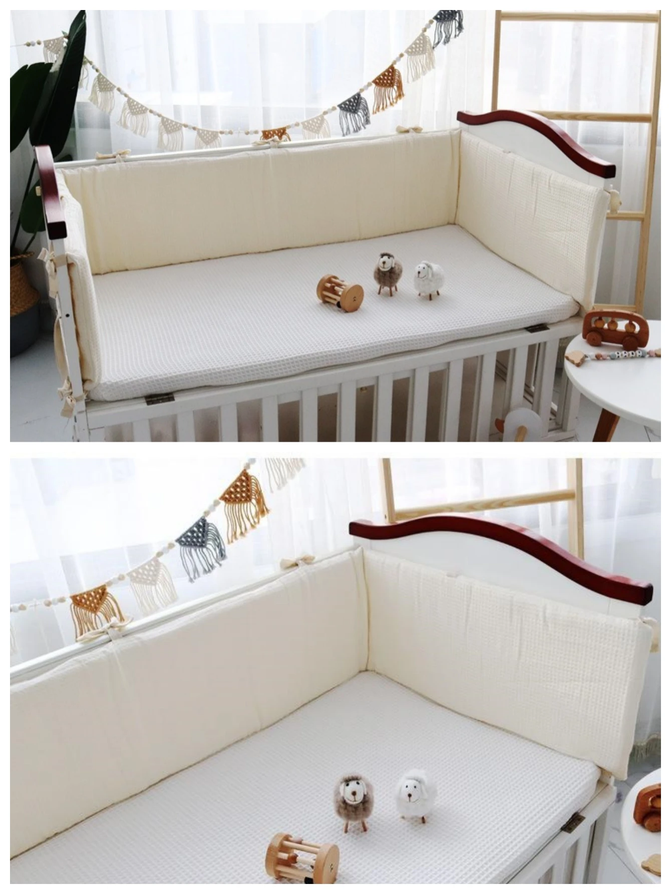 Pare-chocs de lit de bébé dans l'optique CPull, protection de lit souple, poignées amovibles, protecteur de berceau, décoration de chambre d'enfant, taille personnalisée autorisée