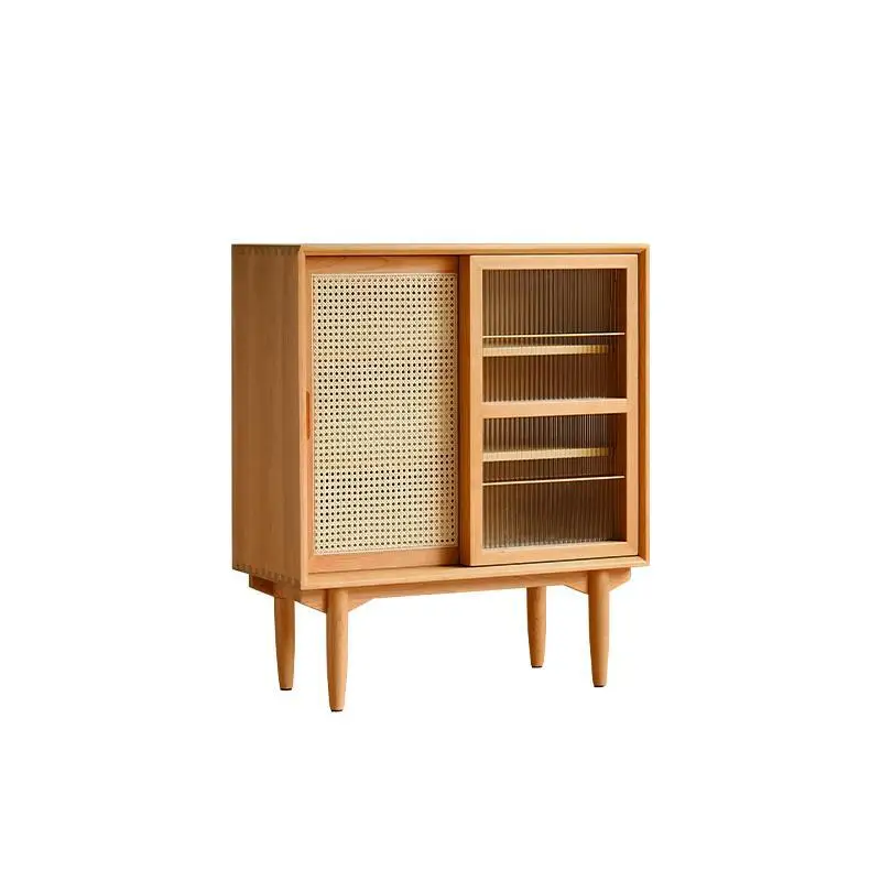 

Скандинавский книжный шкаф из ротанга из массива дерева, шкаф для хранения в гостиной
