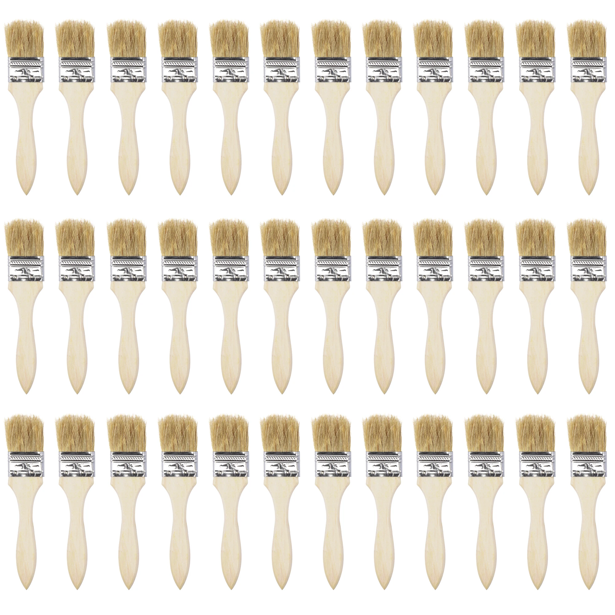 36Pcs 1.5 Inch Paint Brush Natural Bristle Flat Edge with Wood Handle Wall Treatment Tool for Painting