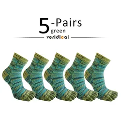 Colorful Striped Cotton Toe Socks - Casual Sweat - Absorbing Dress Socks - EU39 - 44 (5 Pairs green)