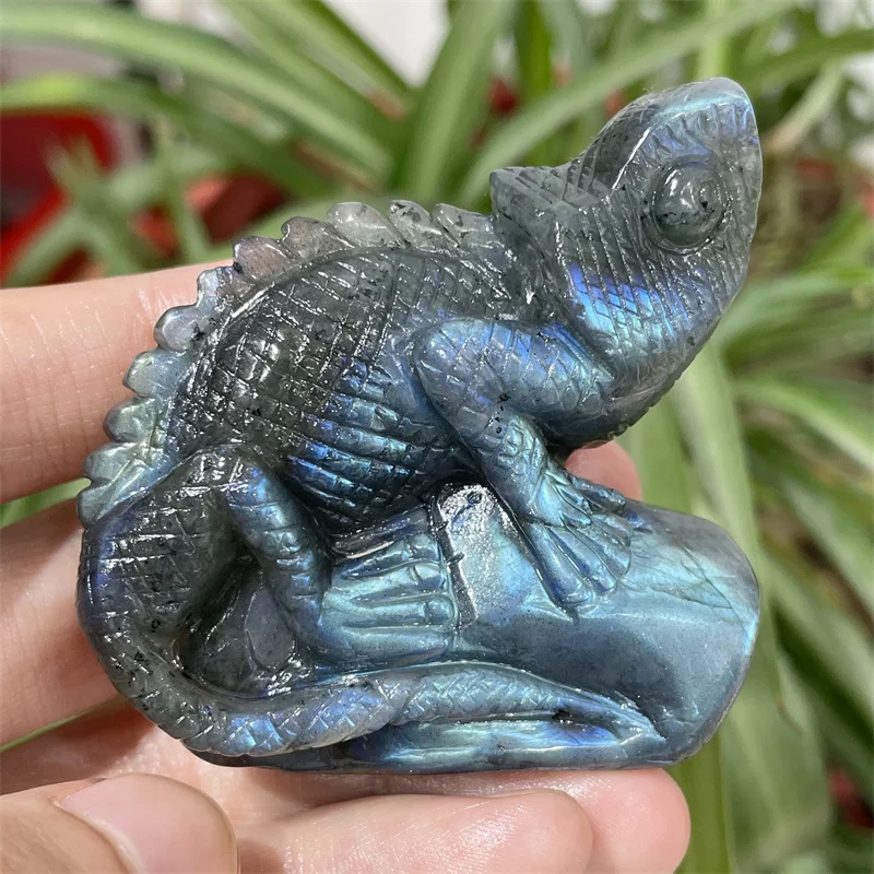 

5.5cm Natural Labradorite Lizard Carved Statue Room Ornament Healing Crystal Reiki Animal Figurine Gemstone Home Decor 1pcs