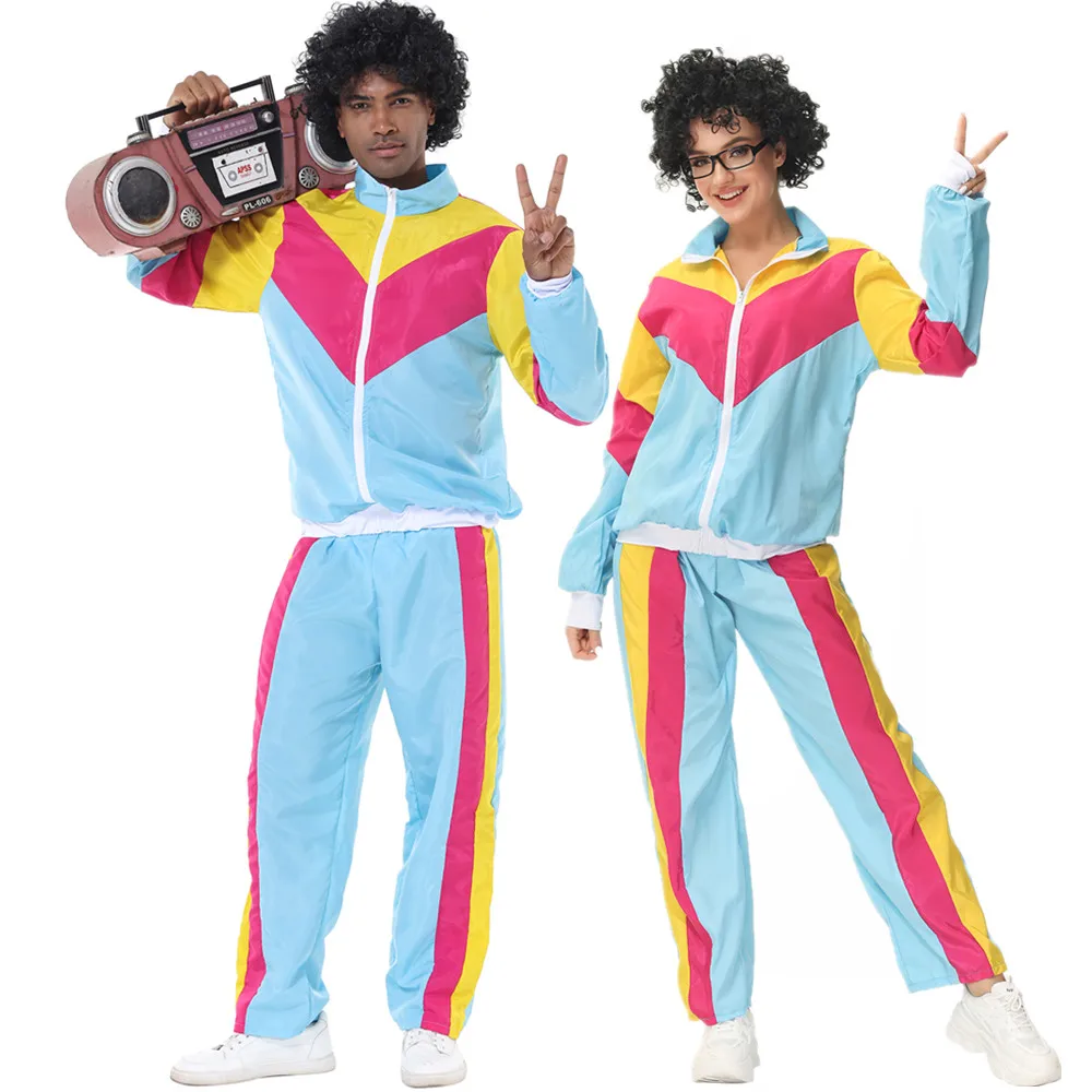 

Adult Retro Hippie Couples Cosplay Costume Purim Carnival Party Halloween Music Festival 60s 70s Retro Disco Rock Fancy Dress