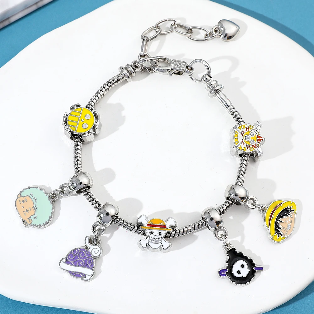 One Piece Bracelets Anime Figure Monkey D. Luffy Pirate Beads Chains DIY Charms Bracelet for Women Jewelry Party Gifts