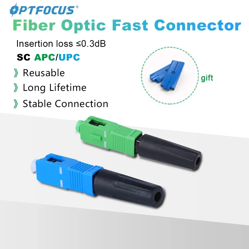 OPTFOCUS SC APC Optical Fiber Connector 50pcs SC UPC Single Mode Optic Connector FTTH SM Adapter Free Shipping Fast Conctor optfocus fiber optic attenutorsc apc to sc upc 0db fiber optical adapter 1310nm 1550nm ftth mutual conversion