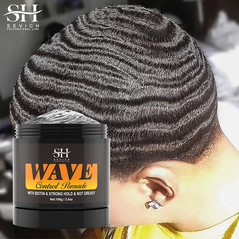 Deep Wave Control Pomade Shampoo Kit Biotin Prevent Hair Loss Edge Control Gel Sport Strong Hold Wave Hair Gel For African Men 3