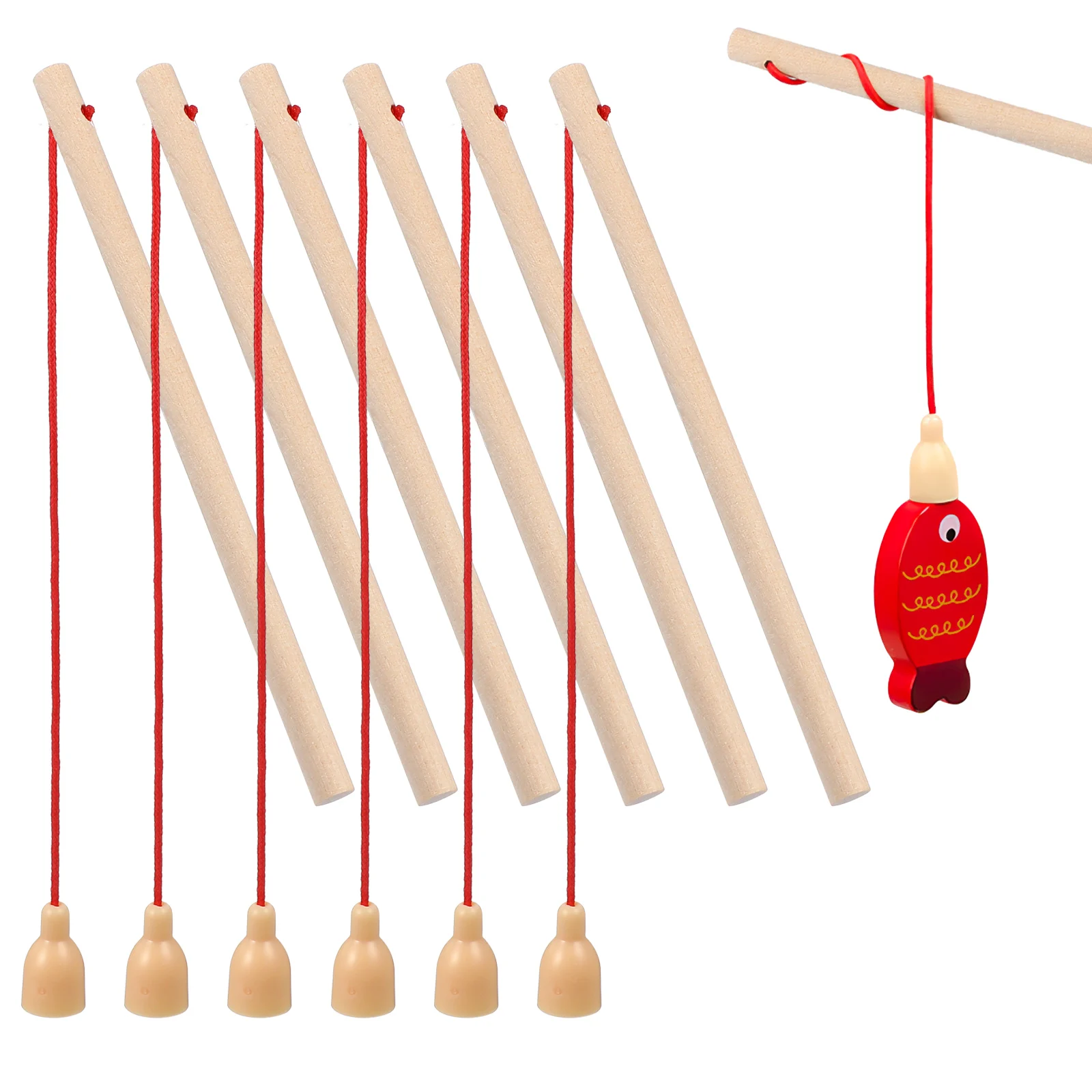 

8/12pcs Wooden Magnetism Fishing Poles Wood Fishing Rod for Kindergarten Kids Catching Game Children Early Educational Toys