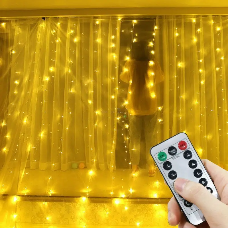 thumbnail image 1 of Guirnalda de luces LED de 8 modos y 6 m para decoración de dormitorio, fiestas, bodas, Navidad, cortina de luces con USB, luces navideñas para el hogar, 1 of 5