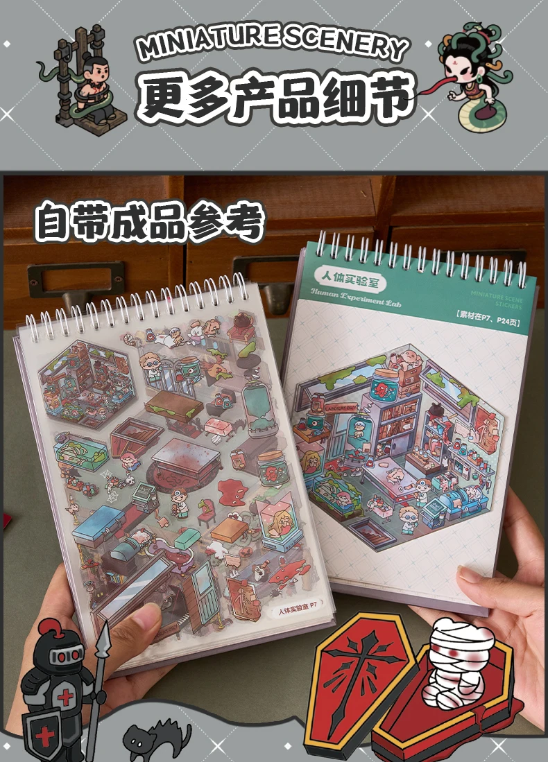 Kawaii 3D Cartoon Miniatur Szene Aufkleber Buch Sammlung DIY Scrapbooking Tasche Haus Stapeln Spiel Aufkleber Kinder Geschenke – Detail 5