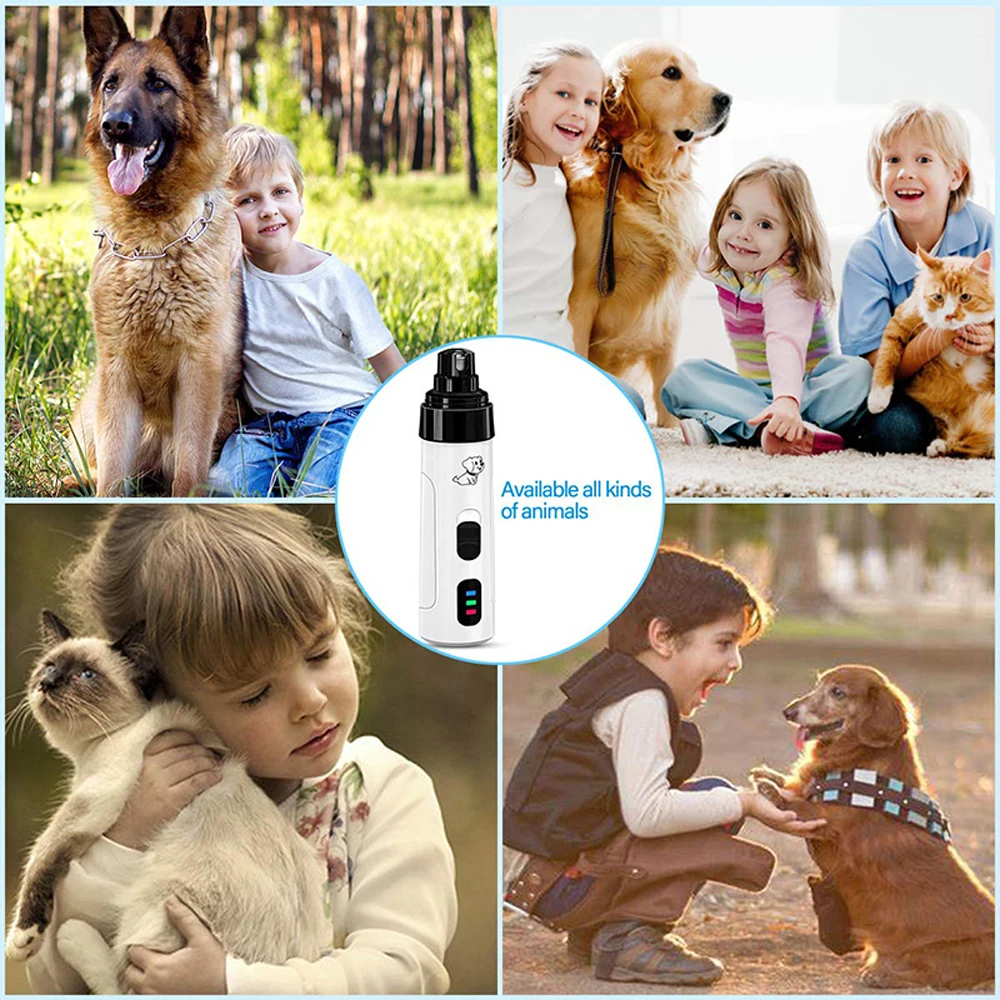 Pet Nail Clipper Electric Dog Nail Clippers Grinders USB Charging Rechargeable Quiet Cat Paws Grooming Trimmer Tools for Dog Cat