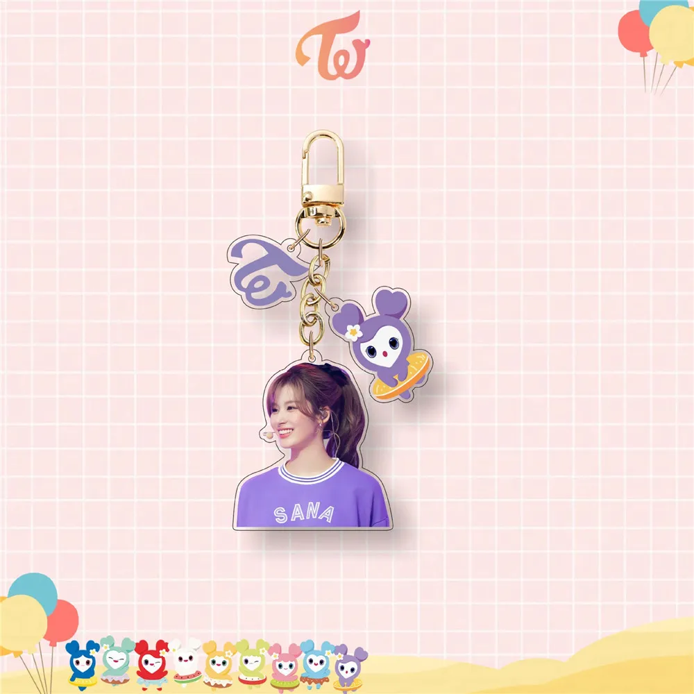 Kpop Twice 키체인 사랑스러운 TZUYU SANA MINA JIHYO NAYON MOMO DAHYUN JEONGYEON CHAEYOUNG 키링 가방 액세서리, 1 개