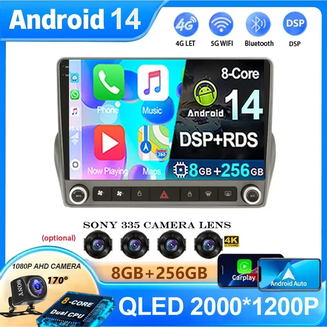 2Din Android 14 Car Radio For Chevrolet Camaro 2008-2015 Carplay Stereo Player Autoradio WIFI GPS Navigation FM/RDS 4G LET DSP