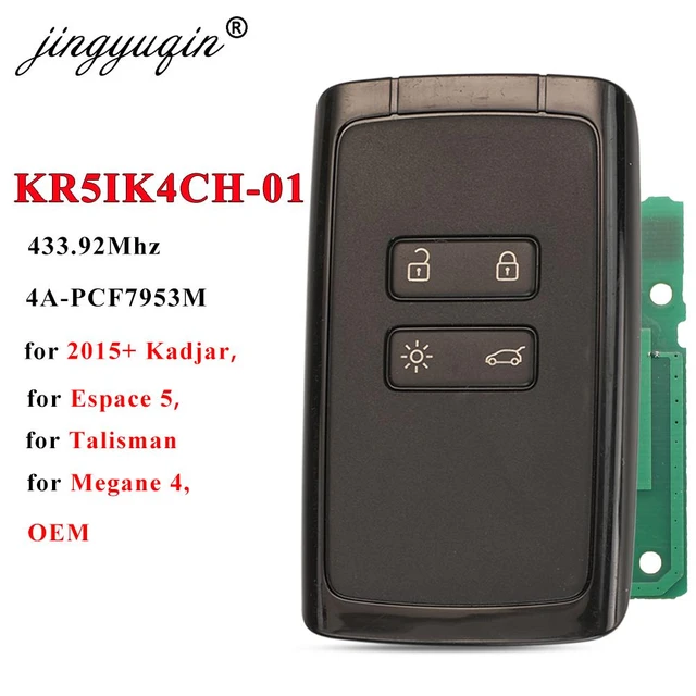 Jingyuqin Originele 433Mhz 4A Pcf7953 KR5IK4CH-01 Smart Remote Autosleutel Renault Espace5 Kadjar Megane4 Talisman Keylessgo - AliExpress