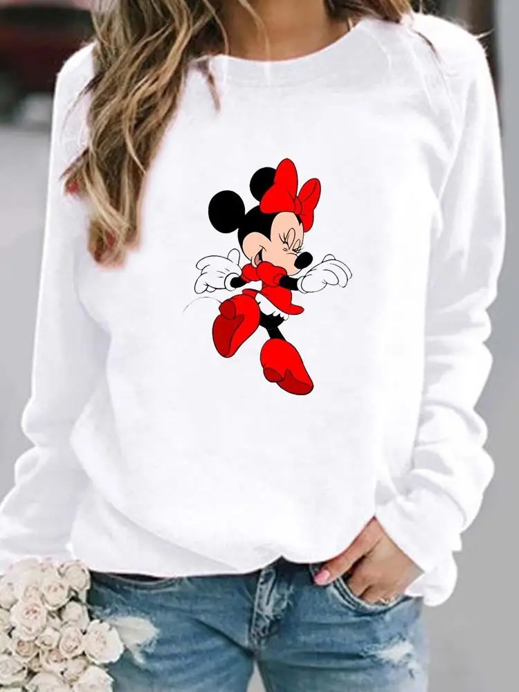 

Print Women Cartoon Sweet Style Casual Autumn Spring Female Pullovers Holiday Mickey Mouse Graphic Sweatshirt Disney Fashion