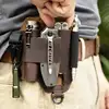 Men Leather EDCs Organizer Sheath EDCs Belt Sheath Pocket Organizer Leather Pouch With Pen Holder For Flashlight Knives Car Key 1