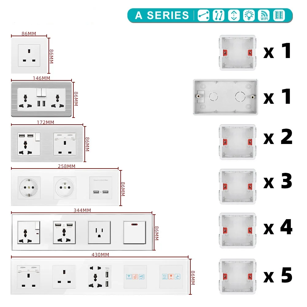 Socket Switch Adjustable Mounting Box 86mm*84mm*50mm for 86 type Wall Switch