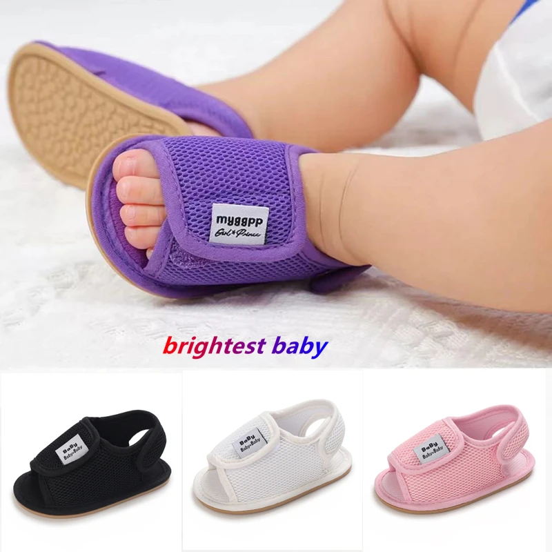 

Newborn Baby Sandals Girl Solid Color Simple and Elegant Mesh Shoes Boys Non Slip Breathable Rubber Soled First Walk Shoes 0-18M