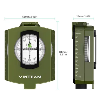 Multifunction Waterproof Military Metal Sighting Outdoor Compass Built-in Bubble Level with Pouch & Lanyard For Hiking Camping 6