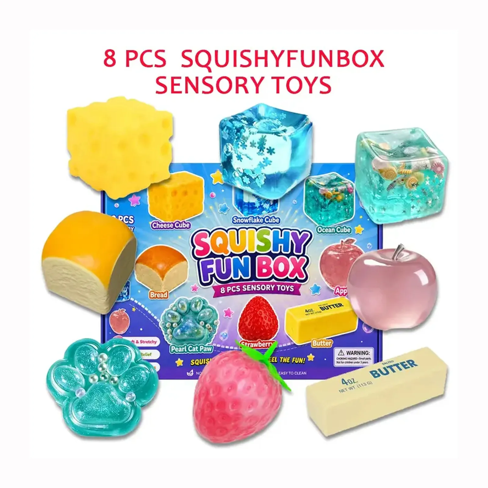 A Set Maltose Squishy Stress Relief Toys Set Soft Squeeze Fidget Toy Box Pack Cute Slow Rebound Decompression Toy Gift for Adult