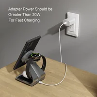 Bonola 3 in 1 Wireless Charger Metal Stand for Samsung S25 Ultra/S24/S23 15W Fast Wireless Charging for Galaxy Watch 7/Buds Pro - Image 2