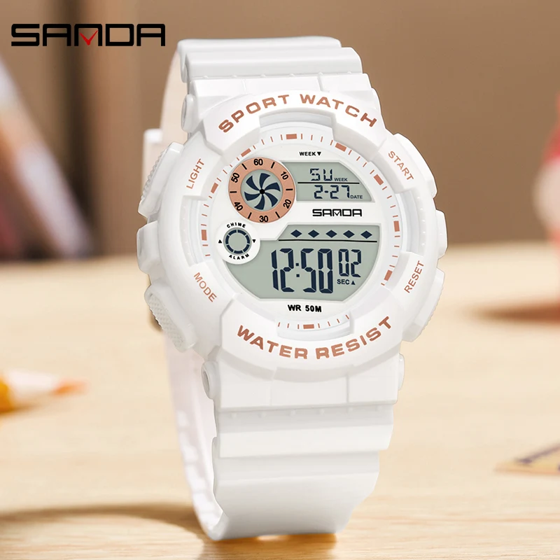 SANDA G style Fashion Women Sport Watches Alarm Clock Waterproof Stopwatch LED Digital Women Electronics Chronograph Wrist watch digital watch
