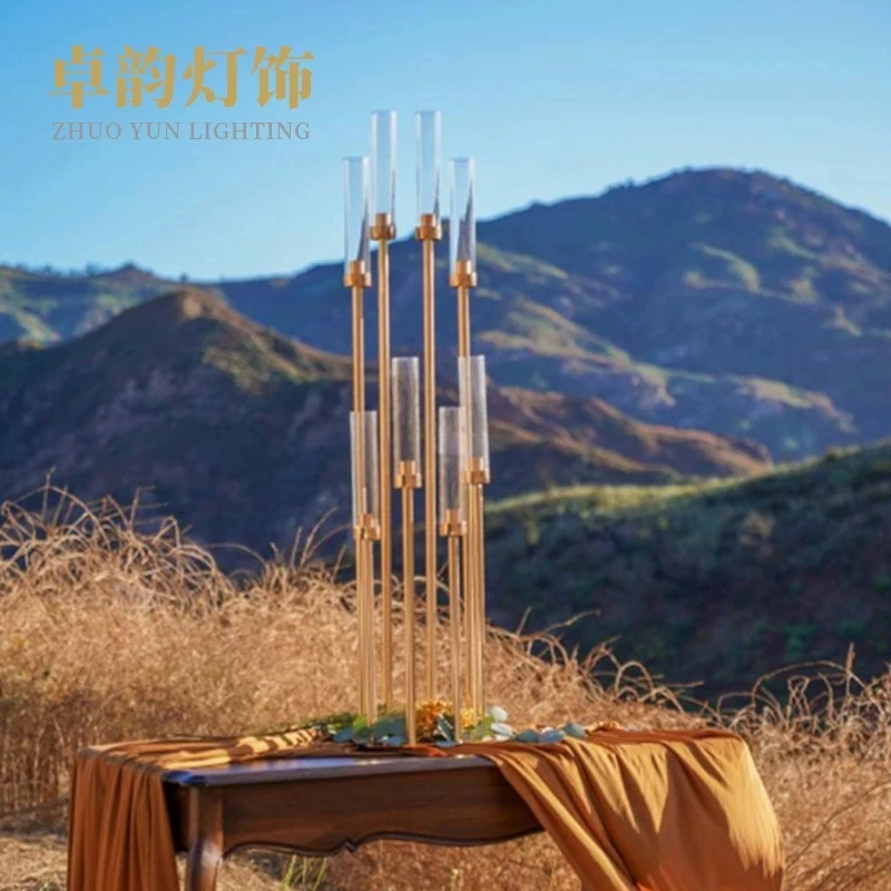 

6pieces of electroplated metal festival high candlestick backgammon candlestick wedding props table decoration supplies