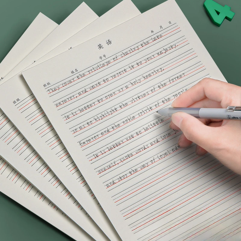50 Sheets of Thick 70g Four Line Three Grid Blank Inner Page Writing Practice Paper for Student Specific English Homework Book