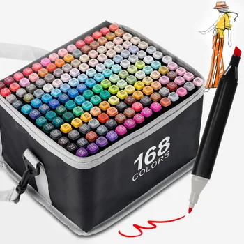 24/48/80/120/168/262 Colors Professional Drawing Markers Dual Tip Permanent Art Sketch Markers for Illustration School Supplied 1