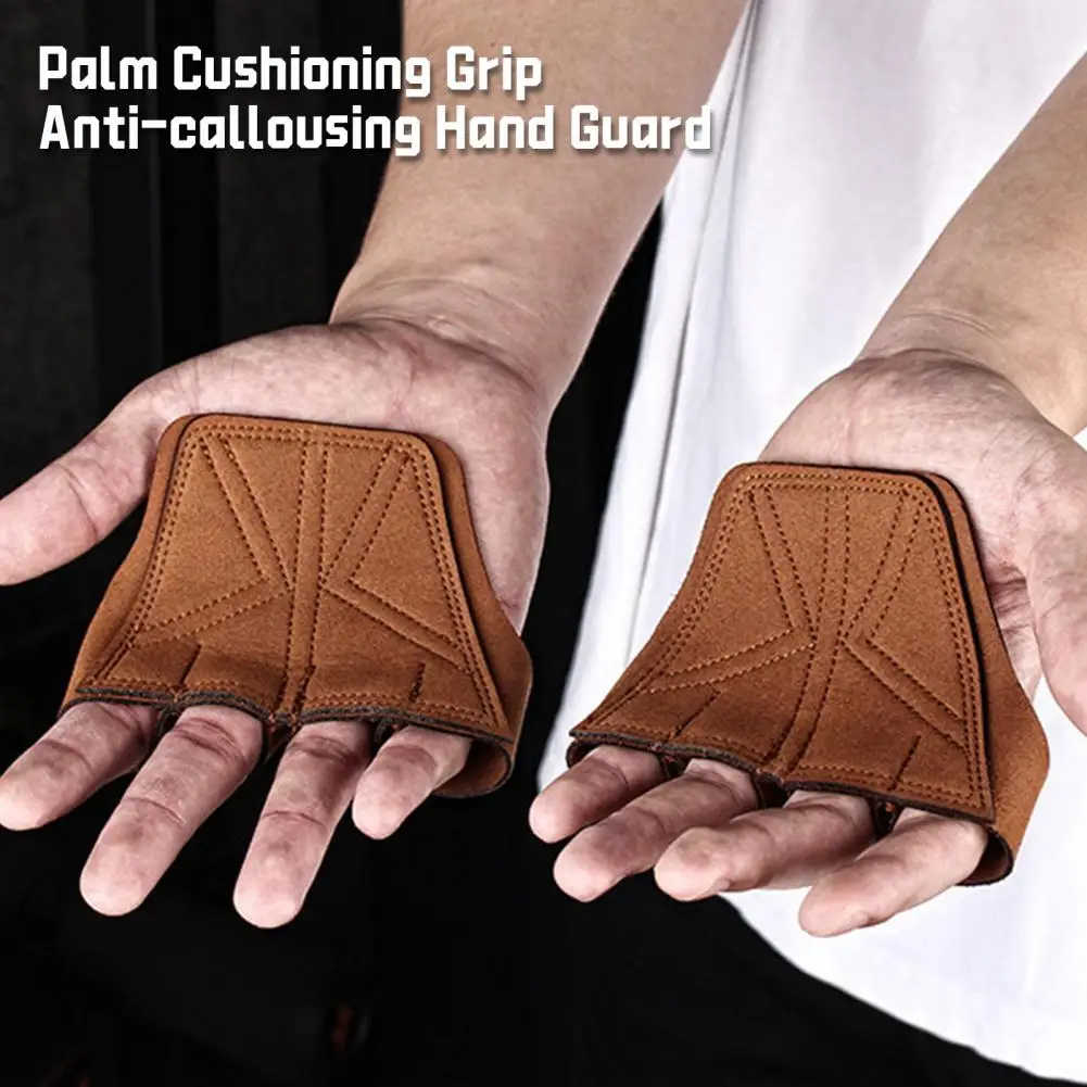 1 Pair Weightlifting Gym Grip Pad Hand Grip Protector 4 Fingers Gym Workout Gloves for Double-Layer Sports Hand Protector