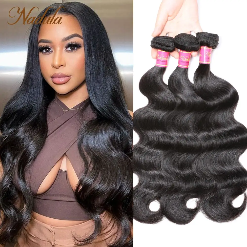 Nadula Hair 3Pcs/Lot Body Wave Human Hair Weaves 8-30inch Peruvian Bundles Natural Color Remy Extensions